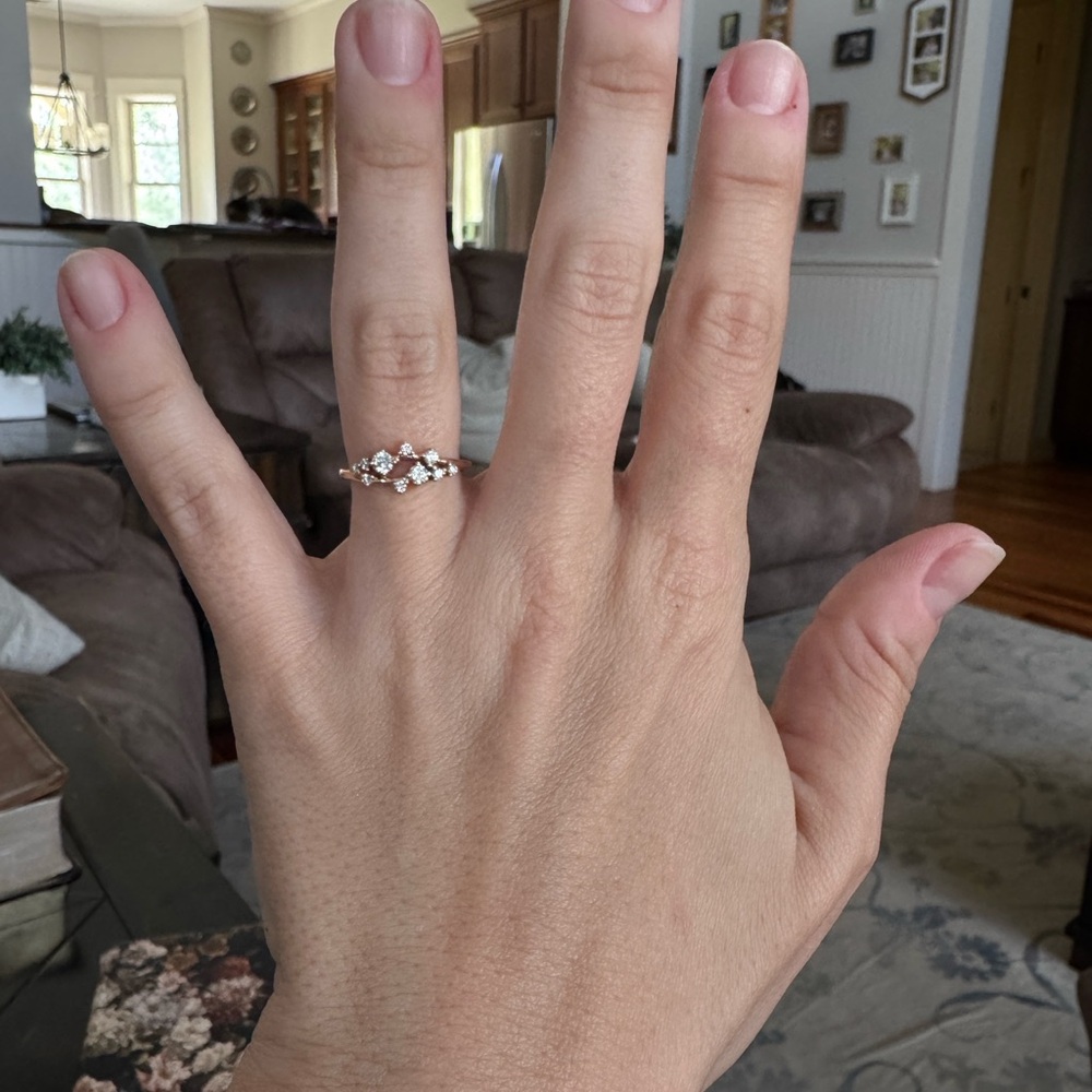Elegant Moissanite 14k Solid Rose Gold Cluster Ring
